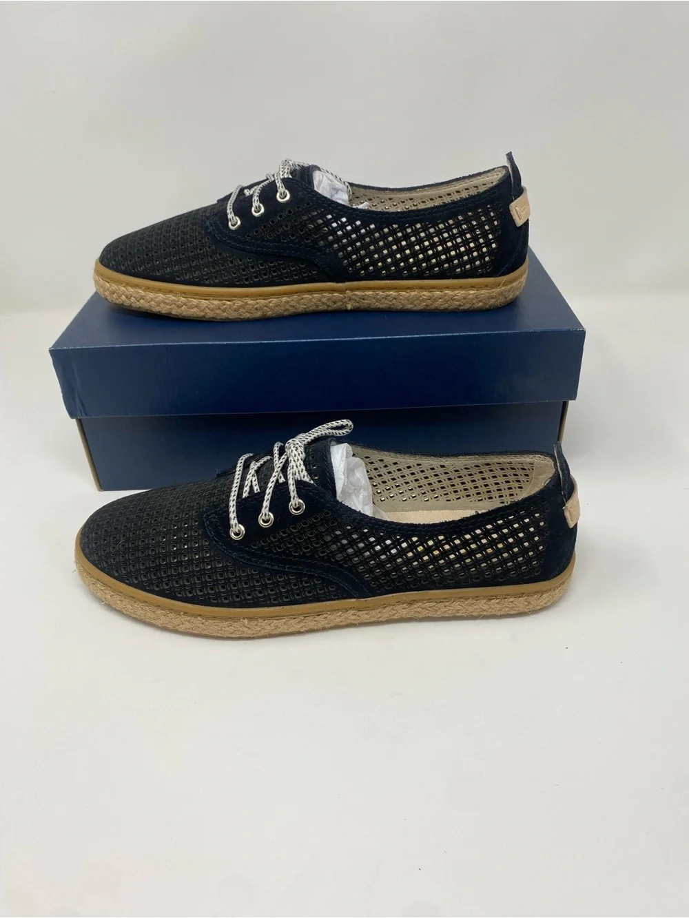 Cole Haan Black Woven Lace-Up Espadrille with Tan Soles